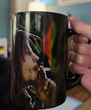 Bob Marley Mug Official Merch Smoking Portrait Signature Ceramic Rasta 420